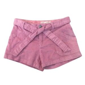 Zara Girls Pink Corduroy Belted Shorts Size 8 Adjustable waist